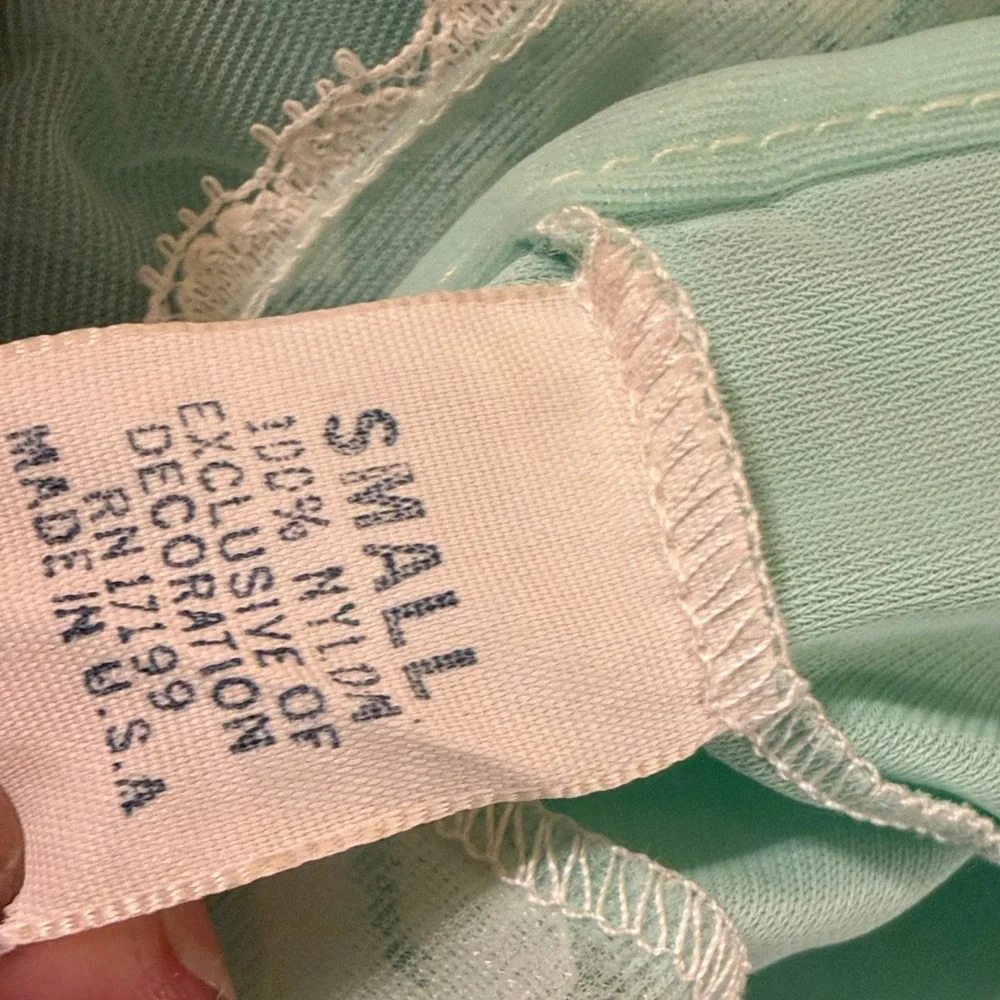 Vintage Mint Green Lace Trim Babydoll Made in U.S.A Size Small - Picture 7 of 7